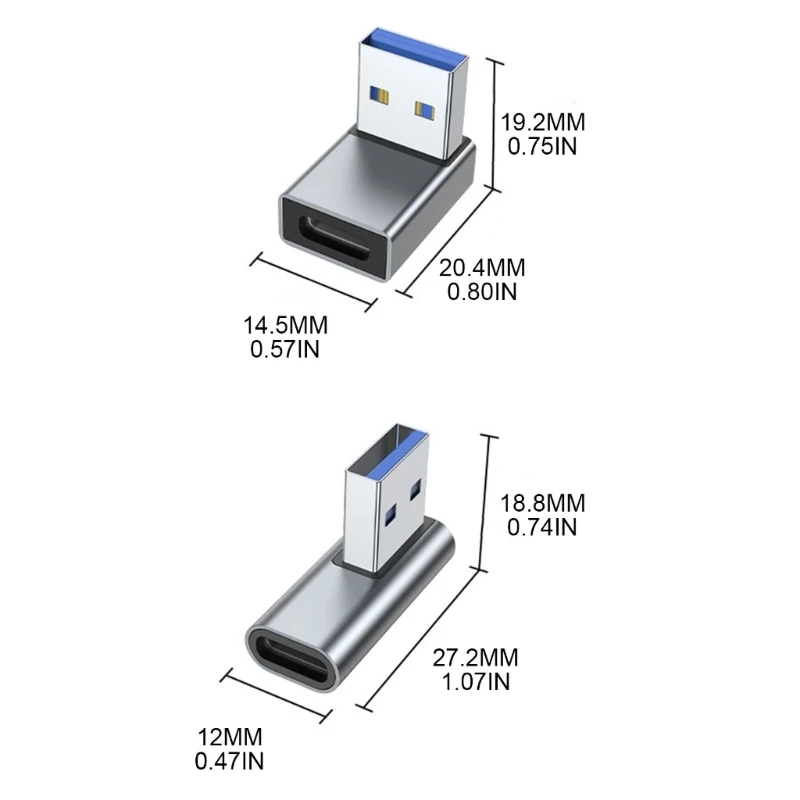 90-градусный адаптер USB-USB C USB3.0 «папа» на «мама» конвертер типа C зарядный адаптер поддерживает передачу данных и зарядку