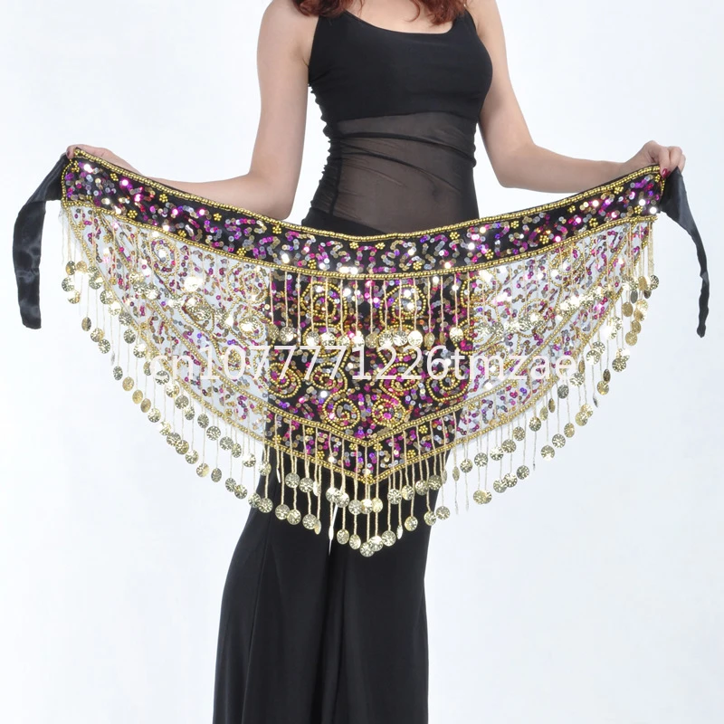 Women's Neck Warmer Indain Color Belt Belly Dance Belt Dress Sequins Tassel