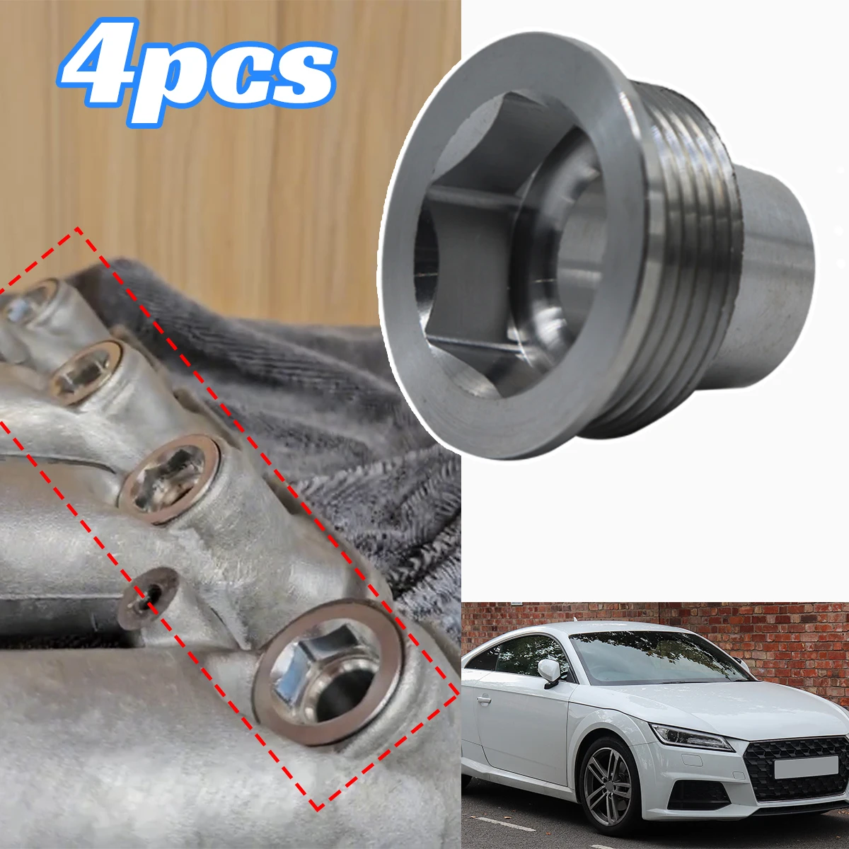 

4pc/set Upgrade Aluminum Fuel Injector Insert Cup Seat for Audi TT TTS Coupe Roadster 8N 2003-2006 1.8T Car Spare Parts Engine