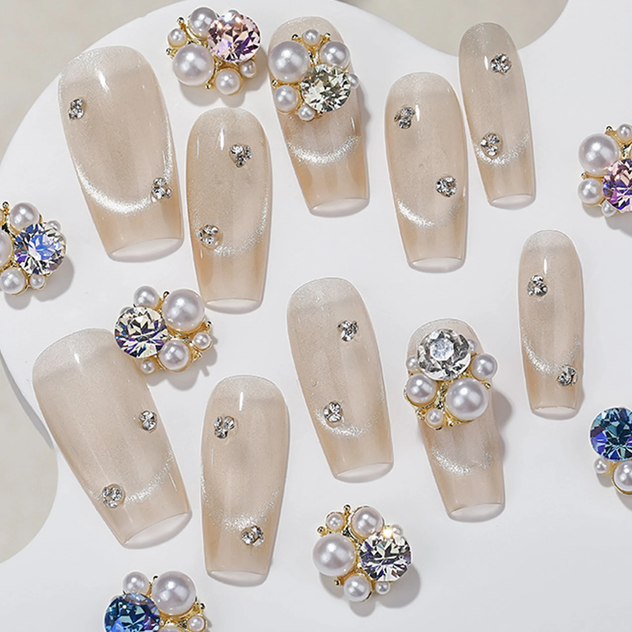 5 قطعة ثلاثية الأبعاد مكدسة مسمار الفن حجر الراين اللؤلؤ حُليات المجوهرات أجزاء اكسسوارات ل مانيكير الأظافر لوازم الديكور المواد #4