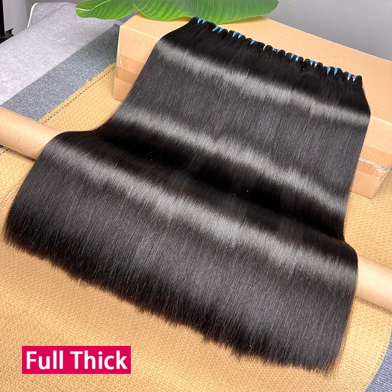 100% Unprocessed Raw Straight Vietnamese Hair Bundles Super Double Drawn Human Hair Extensions Natural Color Can bleach #613