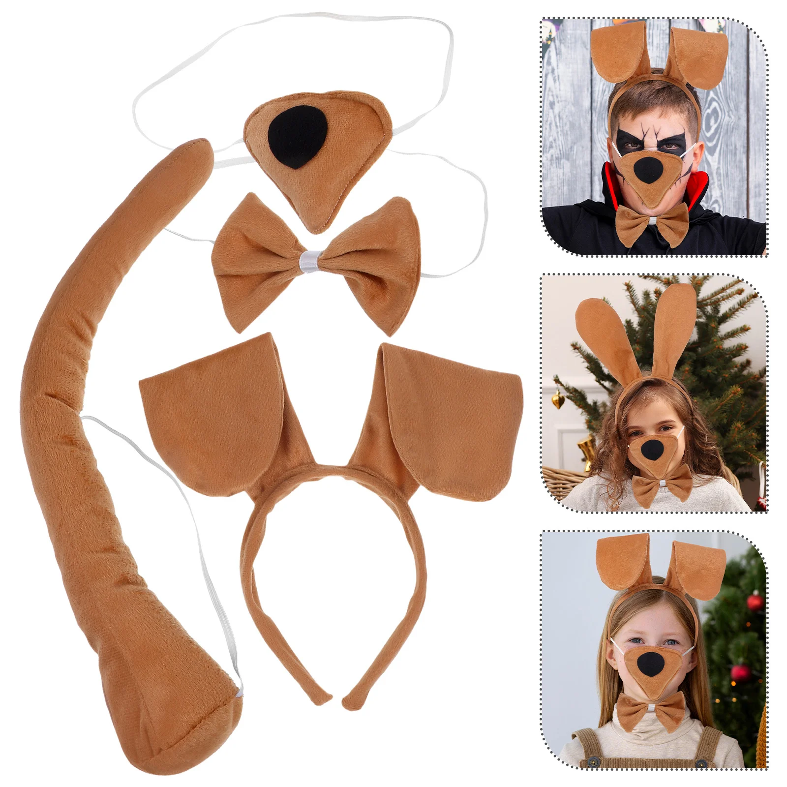 

1Set Dog Costume Cute Puppy Headpiece Set Soft Material Realistic Design for Halloween Parties Stage Performances Daily