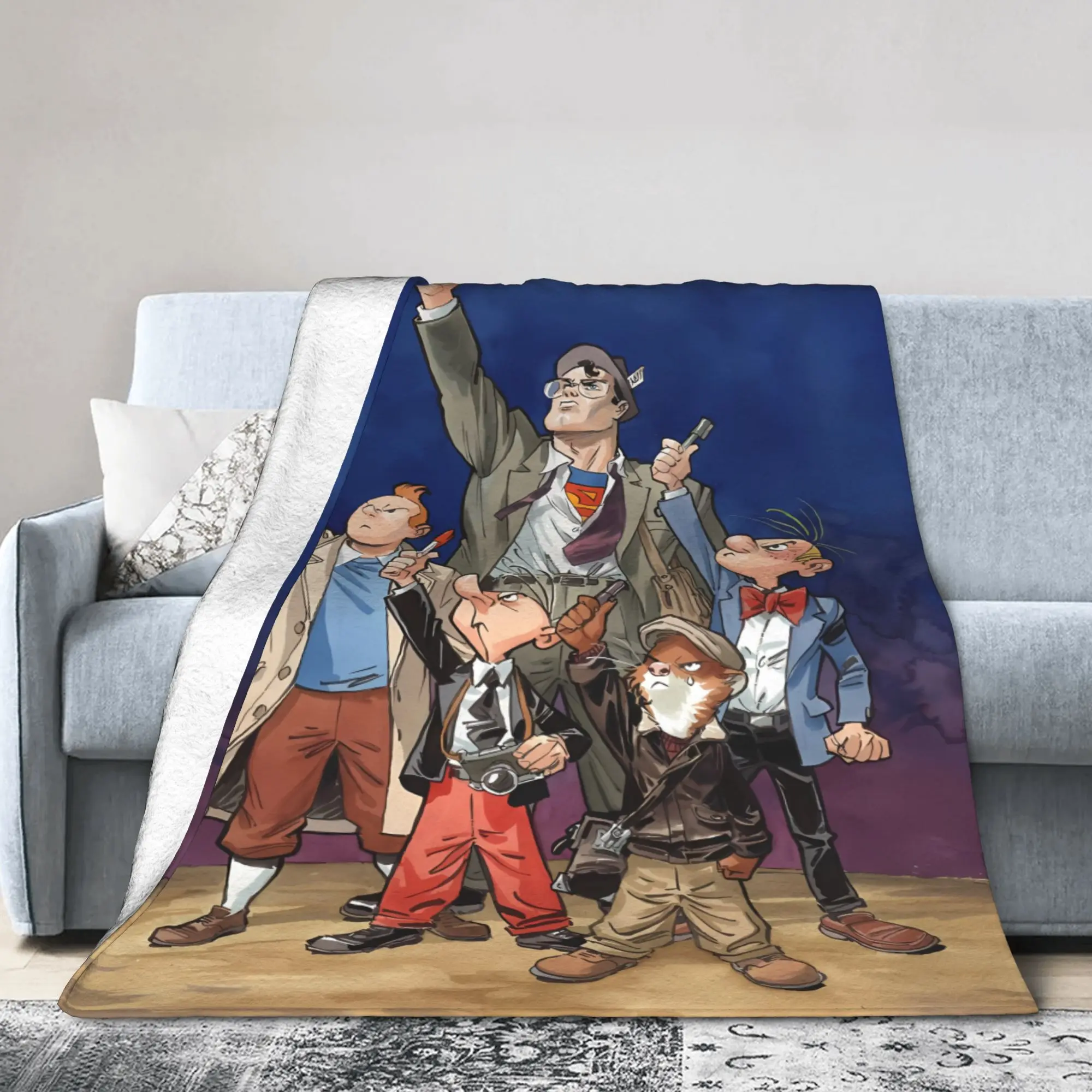 Manta cálida para pícnic de Mort y Phil, Mortadelo y Filemón, colcha de franela para decoración del hogar, funda de sofá cama a la moda