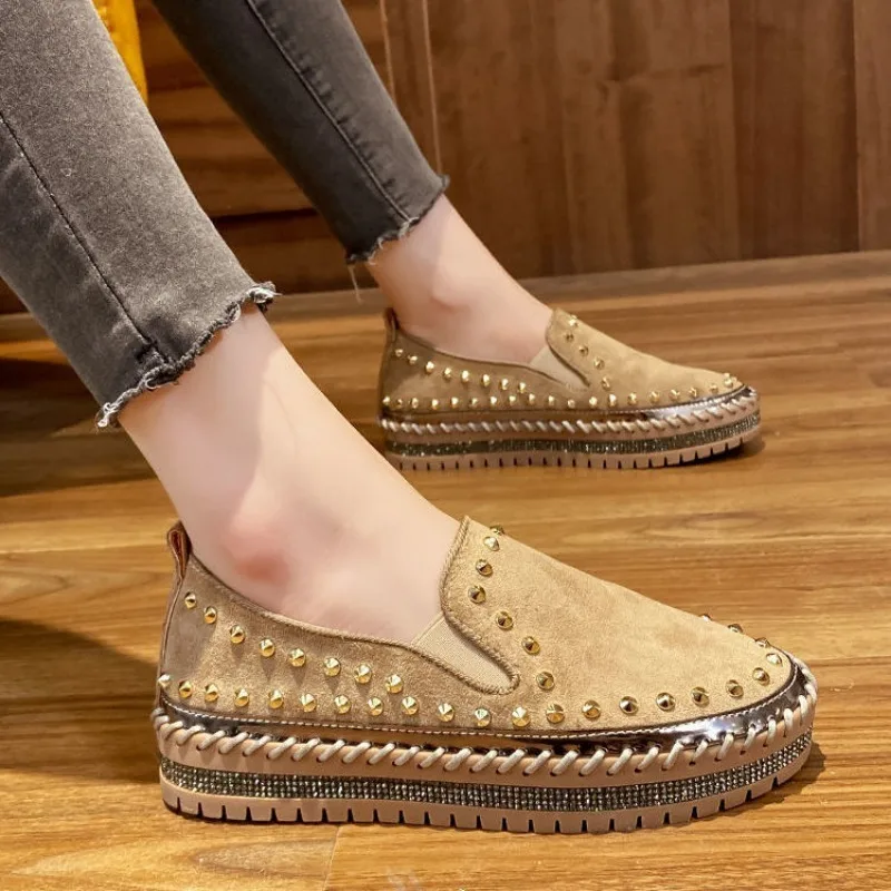 Single Shoe Women 2024 Autumn New One Foot Lazy Shoes Thick Soled Casual Rhinestone Versatile Loafers Women\'s Trend 2019-5