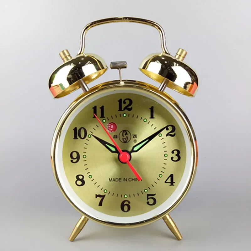 Retro Mechanical Alarm Clock Metal Wind Up Bedside Table Clock Loud Bell for Bedroom Desk Vintage Decor 기계식 알람시계