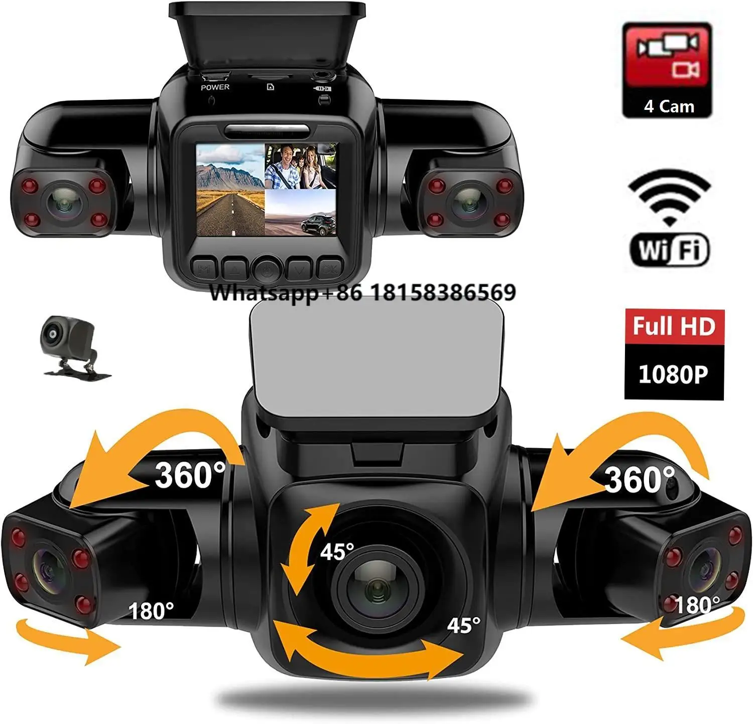 

4 Cameras 1080p+1080p+1080p Car Dvr Wifi Gps Logger Night Vision Dual Lens Dash Cam With Rearview Lens 3 Channel Car Camcorder