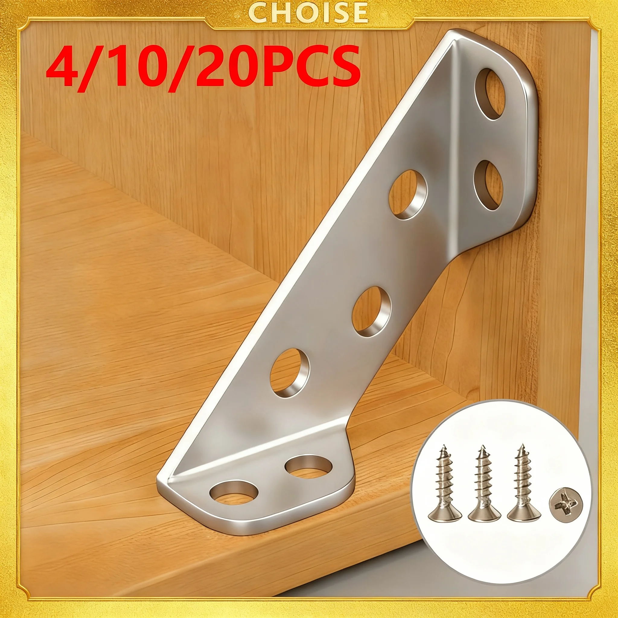 4/10/20/pcs Thickened Stainless Steel Corner Angle Code 90 Degrees Right Angle Fixed Bracket Furniture Connectors for Furniture