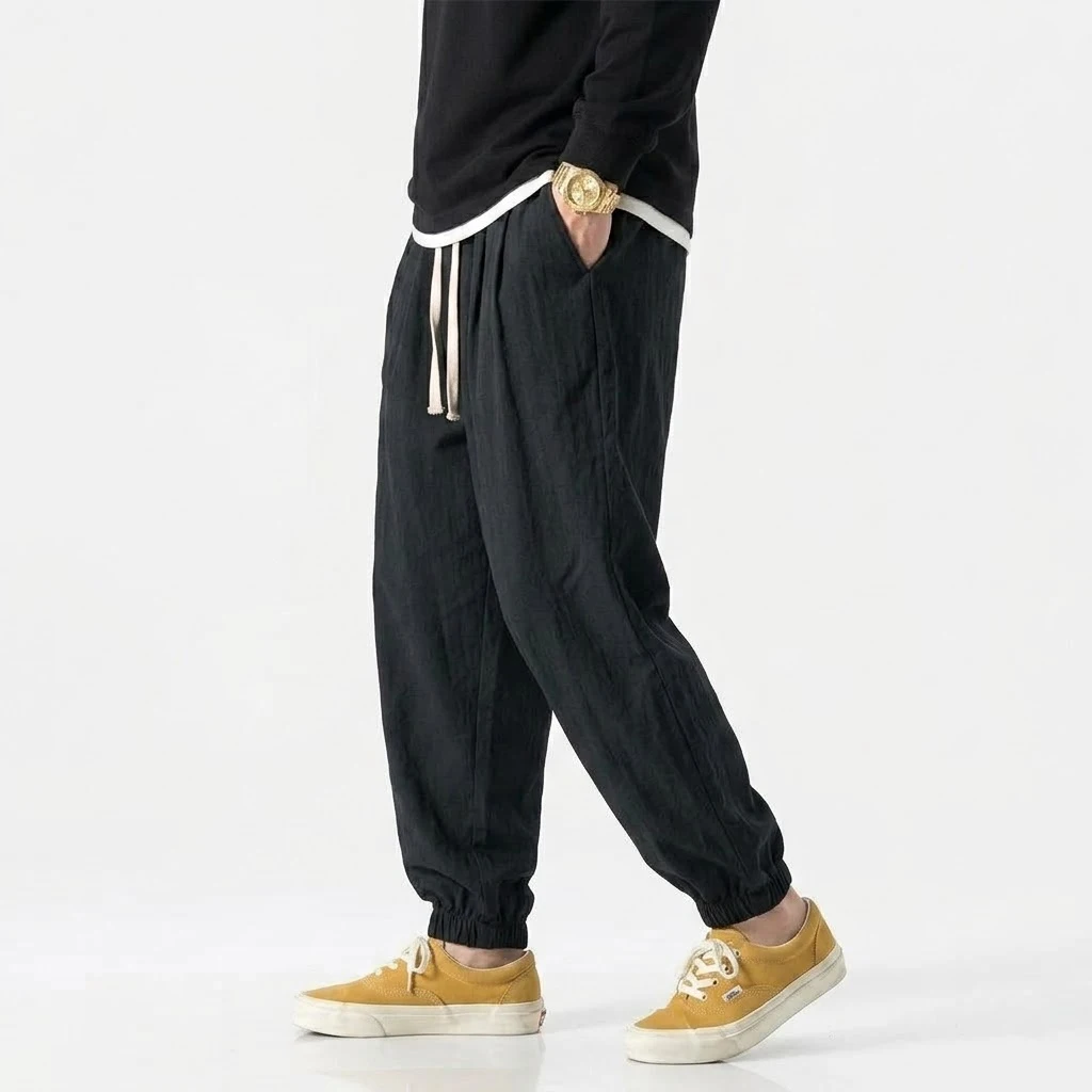 Men's Korean Streetwear Joggers Casual Harem Sport Pants Loose Fit Sweatpants Breathable Drawstring Hiking Trousers for Men