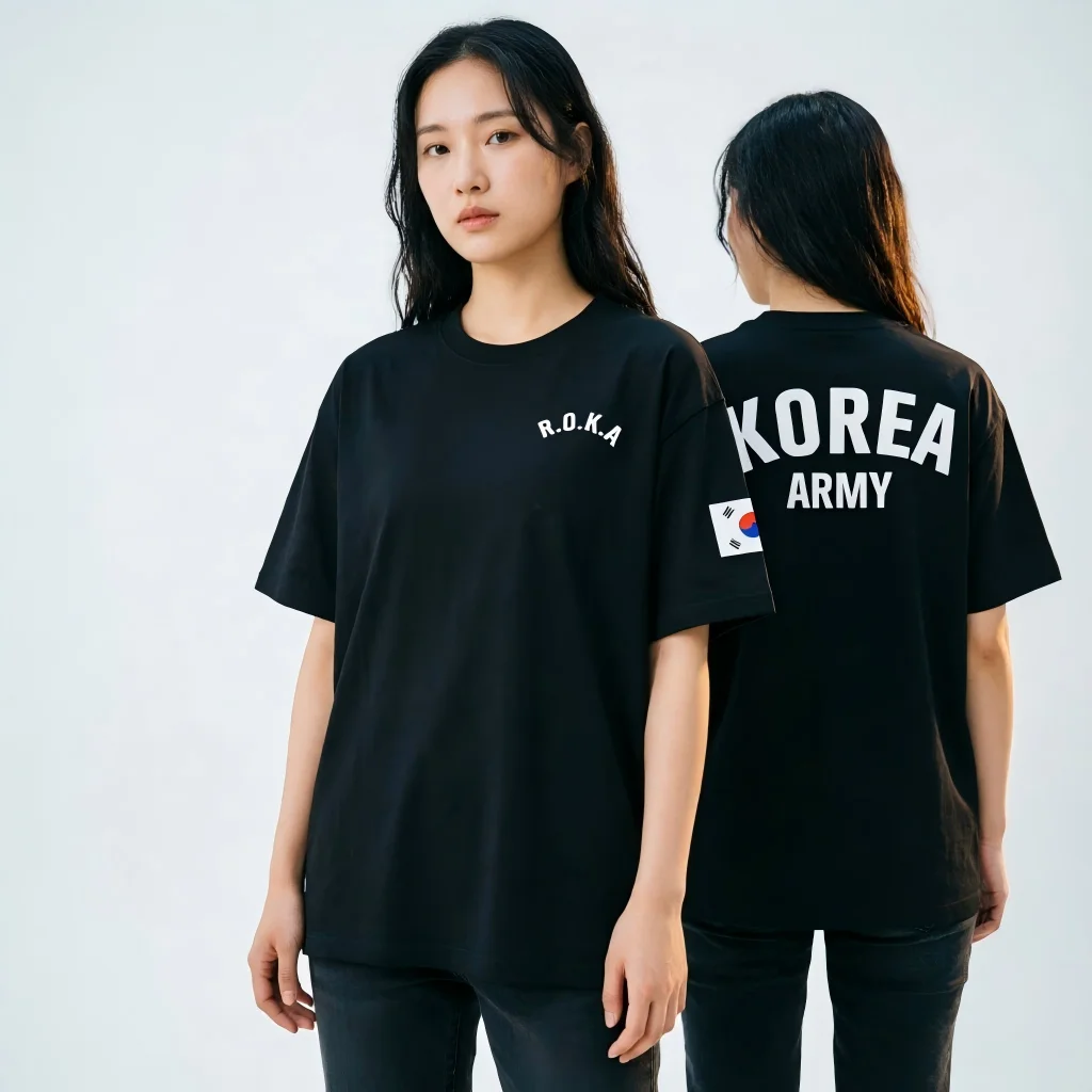 Camiseta del Ejército de Corea ROKA, con estampado de la bandera de la unidad militar, camiseta de algodón negra de estilo táctico para fanáticos del airsoft y fanáticos de la patria coreana