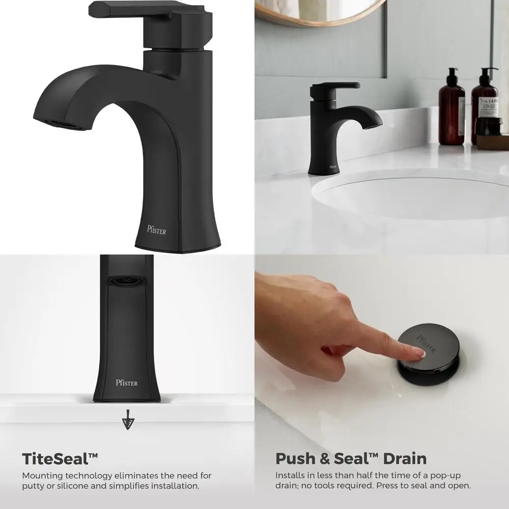 

Single Hole, 1-Handle, Matte Black, NSF Certified Bathroom Sink Faucet