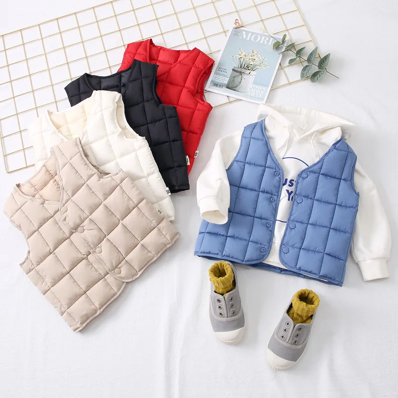 

2026 Winter Toddler Girls Vests Coats Unisex Kids Clothes Warm Waistcoats for Baby Boys Autumn Child Solid Color Vests 1-8 Year
