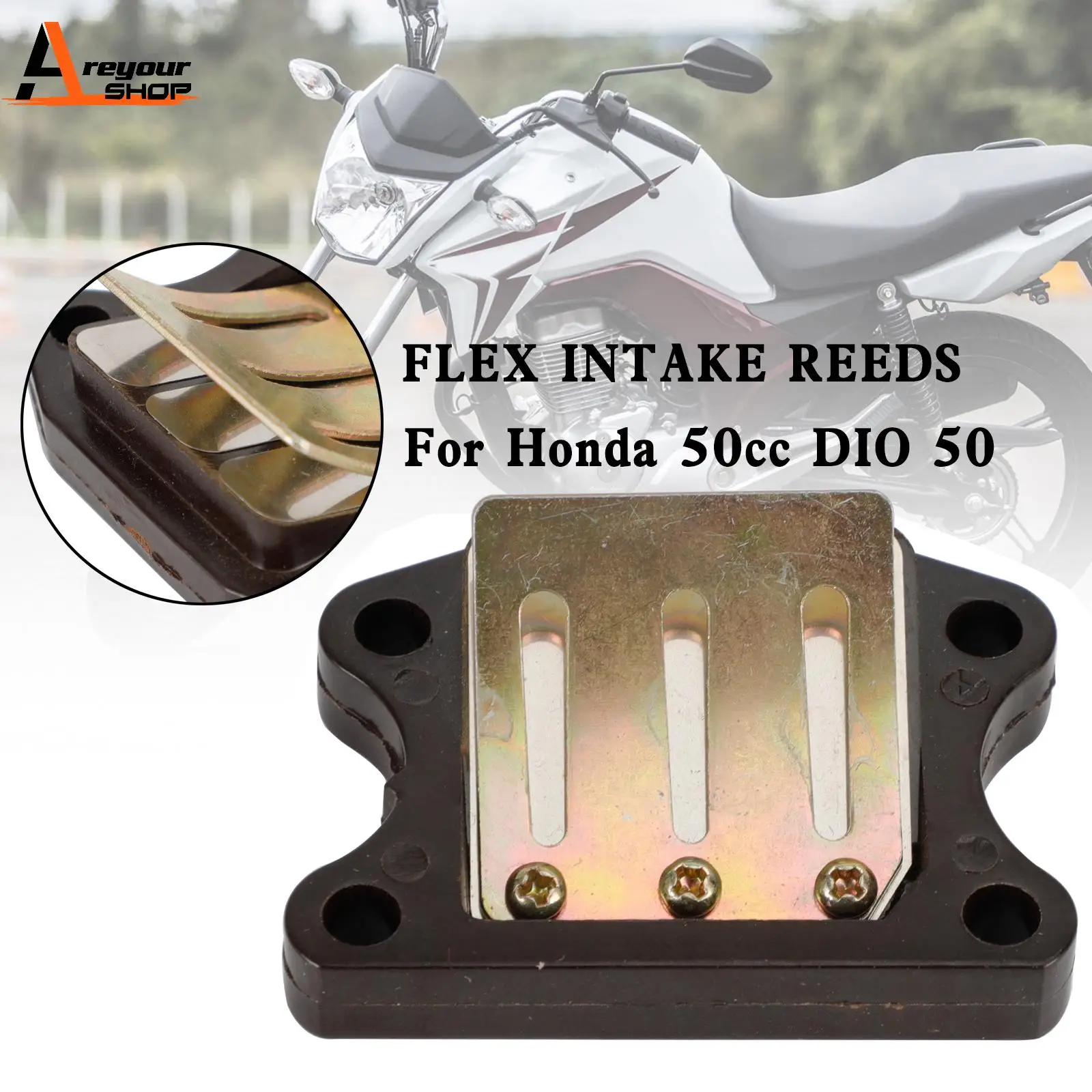 Areyourshop Reed valve for HONDA Genuine DIO SK50 MN AF27 DIO50 LEAD90 14100-GAH-000 Motor Accessories