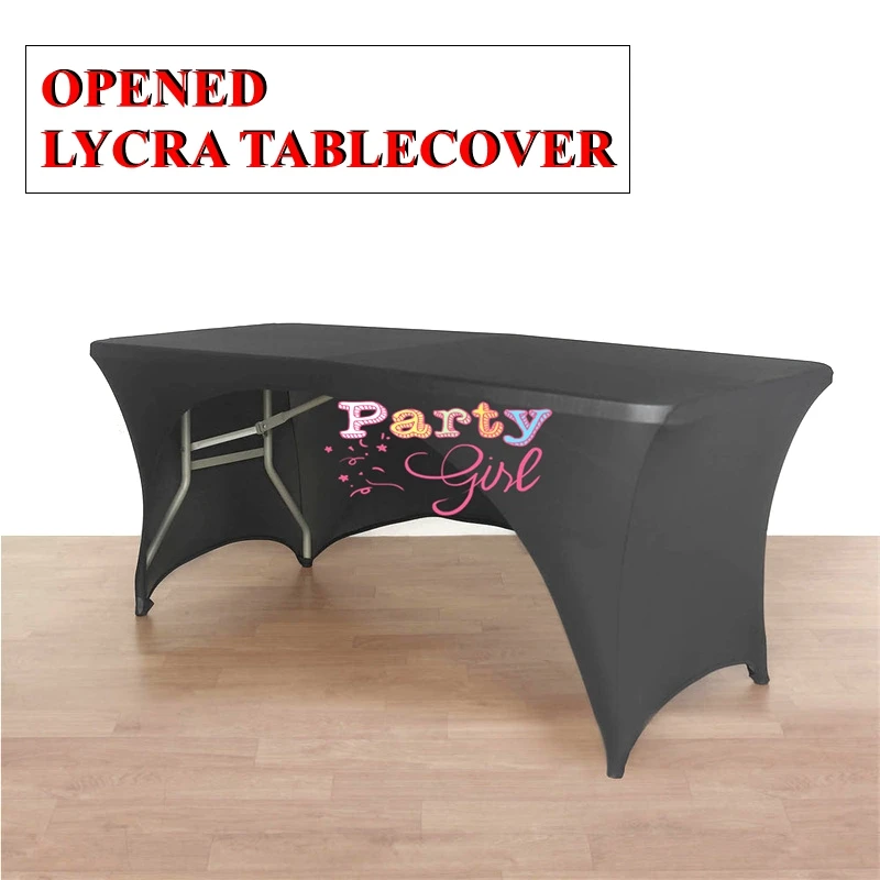 

Black Color Rectangle Stretch Spandex Table Cover Tablecloth Lycra Long Bar Table Cloth For Hotel Event Party Wedding Decoration