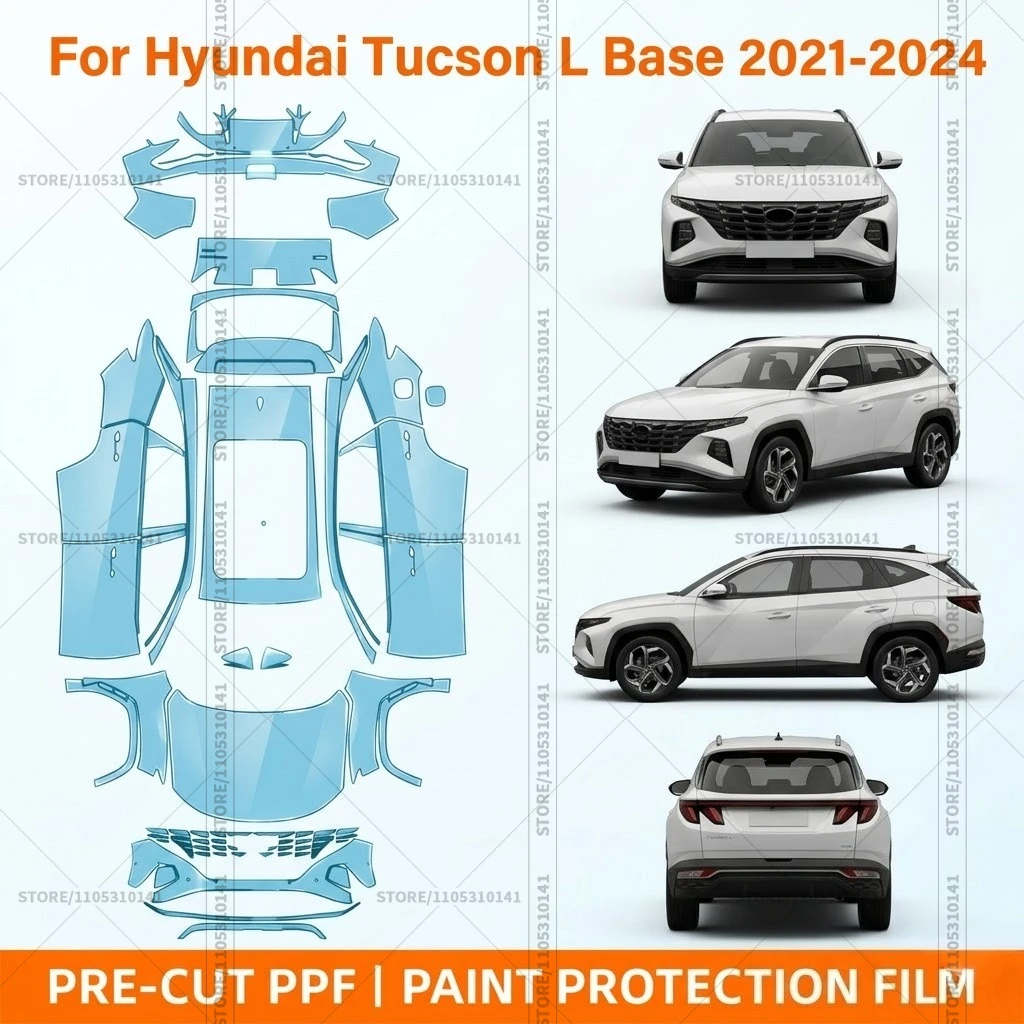 

Pre-Cut Paint Protection Film PPF Transparent Bumper Protector Automotive Clear Bra Car Film For Hyundai Tucson L Base 2021-2024