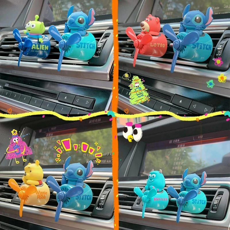 

Kawaii Stitch автомобильный воздушный свежий аниме фигурка Hello Kitty вращающийся пропеллер ароматерапевтический держатель для телефона автомобильный аксессуар игрушки