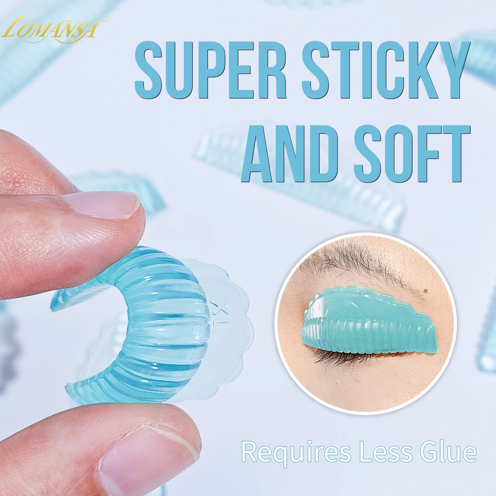 Lomansa 4 Pairs C Curl Silicone Eyelash Perm Pads Sticky Lashes Rods Shield Lifting 3D Eyelash Curler Accessories Makeup Tool