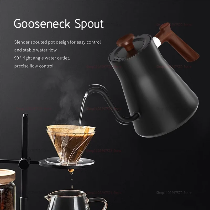 900ML Electric Gooseneck Kettle 1200W Water Boiler NTC Temperature Control LCD Display Auto Shut Off Pour Over Coffee Tea Kettle