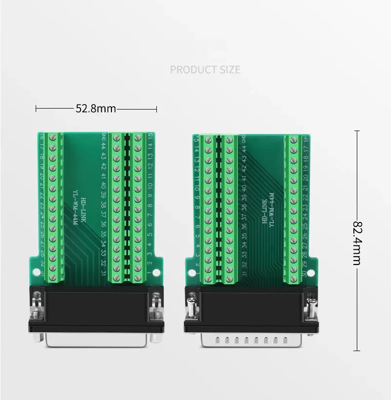 DB44 44 Pin Female Male Mini Terminal Breakout PCB Board Adapter DIN Rail Mounting Connector