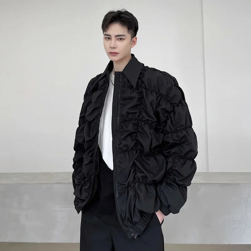 

Original Casual Men's Jaet Elastic Pleated Design Versatile k Sle Youthful Polyester Spring Autumn Outerwear