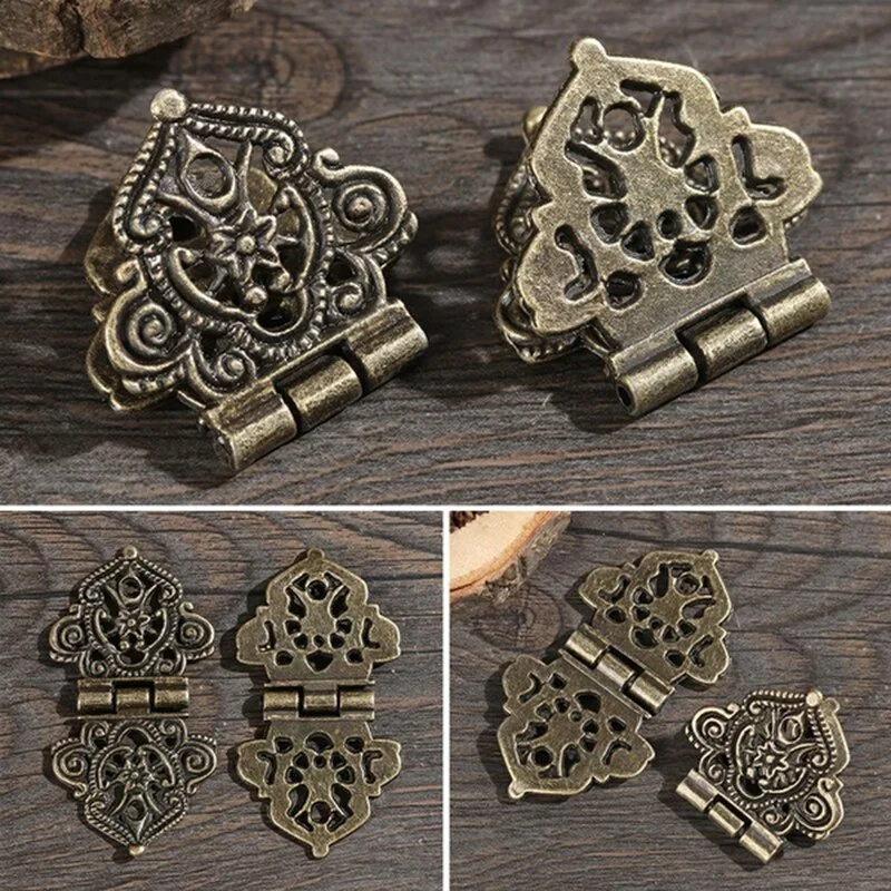 

3Pcs/Set Vintage Alloy Hollow Flower Hinge 24*54mm Furniture Hardware DIY Box Metal Hinges