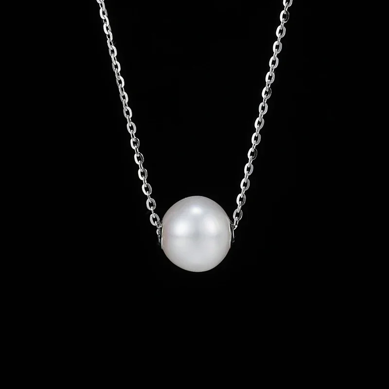 8-9mm Round Freshwater Pearl Pendant Necklaces 925 Sterling Silver Chain Necklace for Women Jewelry Gift Wholesale