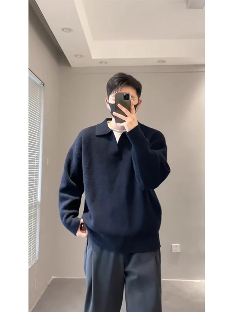 

Loose Fit Long Sve V-Ne Collar Knitted Sweater for Men Spring Autumn Casual Wear Polyester Acrylic Spandex Blend