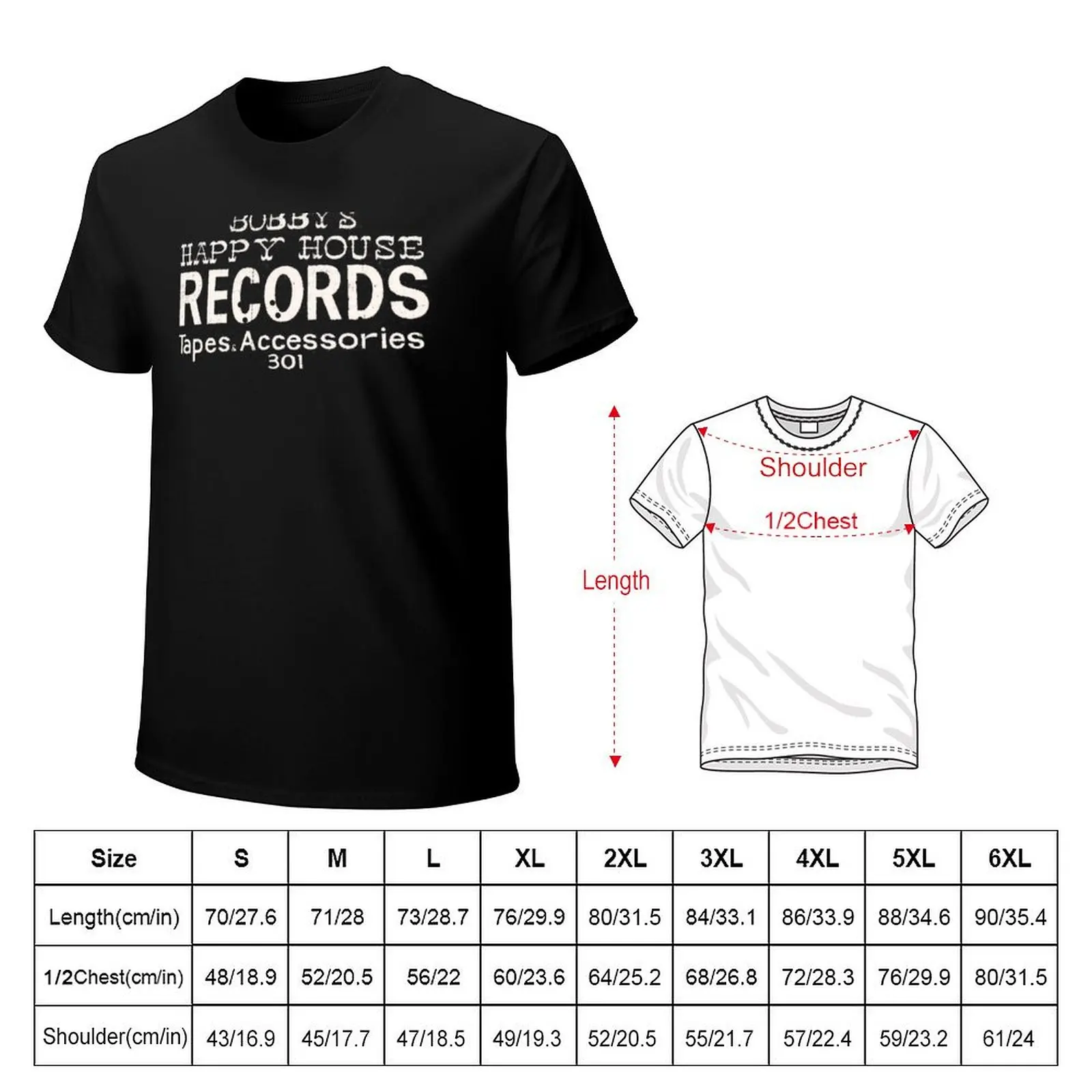 Bobbys Happy House Records Tapes Accessories Harlem Store T-Shirt Casual Graphic Print Tee