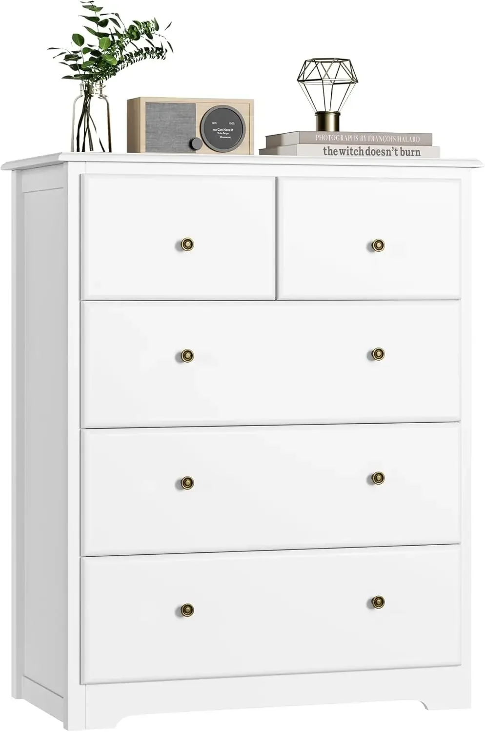 Dresser with 5 Drawers, Tall Chest of Drawers, 5 Drawer with Deep Space, Wood Storage Cabinet fo