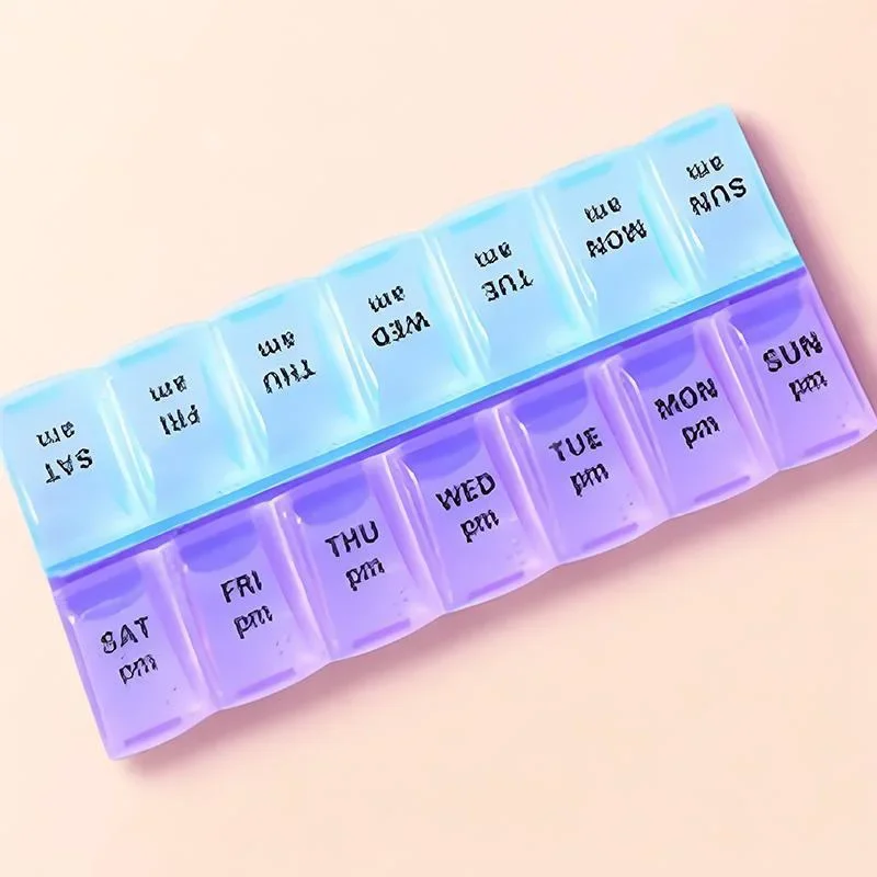 

Еженедельный органайзер для таблеток — портативная аптечка с 14 отделениями, двухрядный футляр для таблеток на 7 дней для ежедневных лекарств