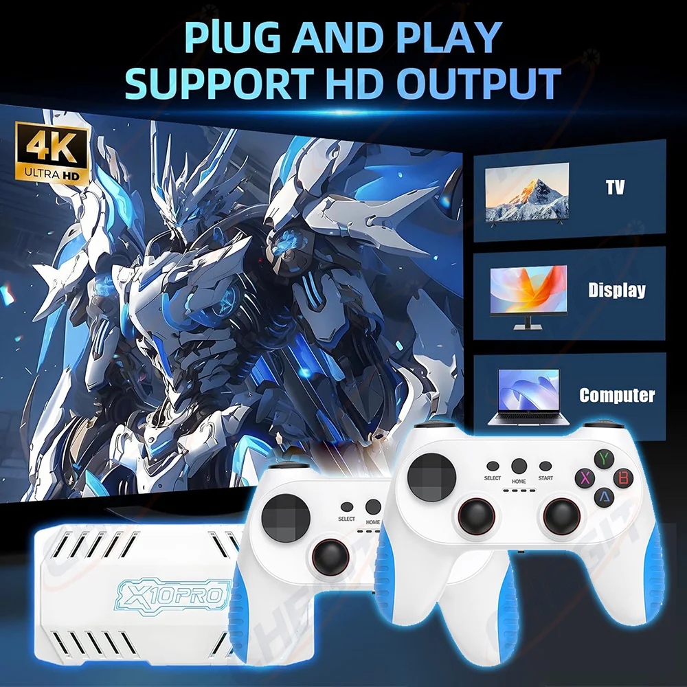 128G X10 PRO 4K TV Game Stick لعبة فيديو وحدة التحكم 128G مع 2/50000 لعبة وحدة تحكم لاسلكية غمبد ريترو وحدة تحكم بجهاز لعب محمول