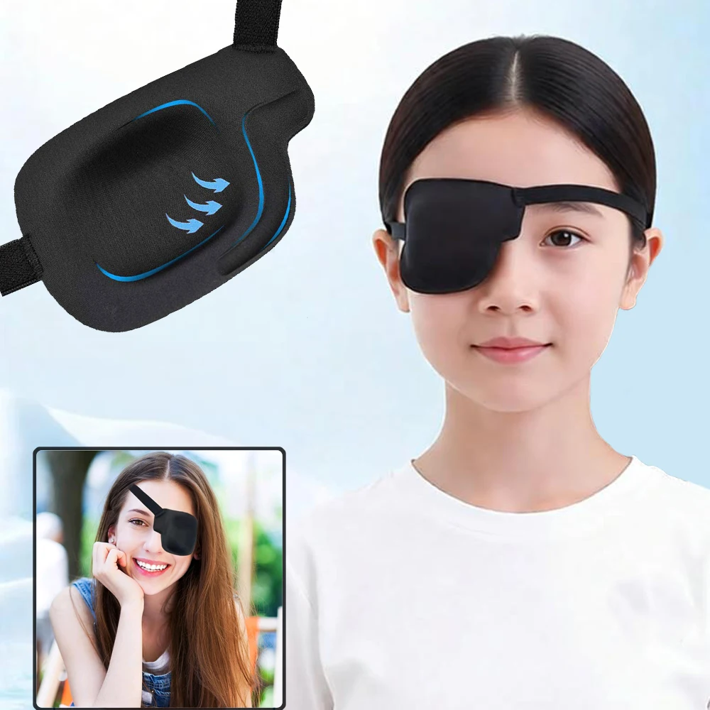 1pc Amblyopia Correction Single Eye Mask Protector Adjustable Multifunctional 3D Concave Eyepatch Pirate Cosplay Eye Patch