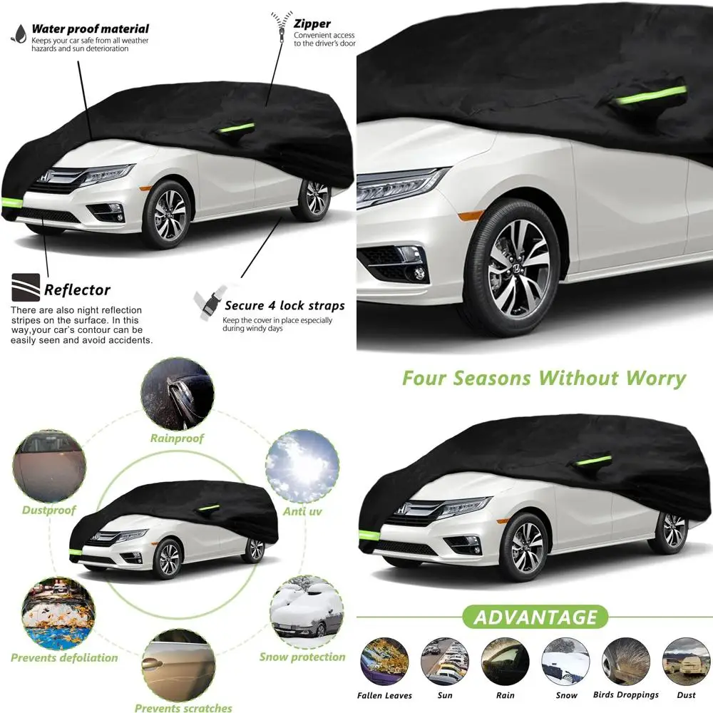 

Custom-Fit Waterproof Cover for 2005-2024 Honda Odyssey Minivans, 100% Water Resistant, Wind Belt, Single Door Zipper, Up to 205