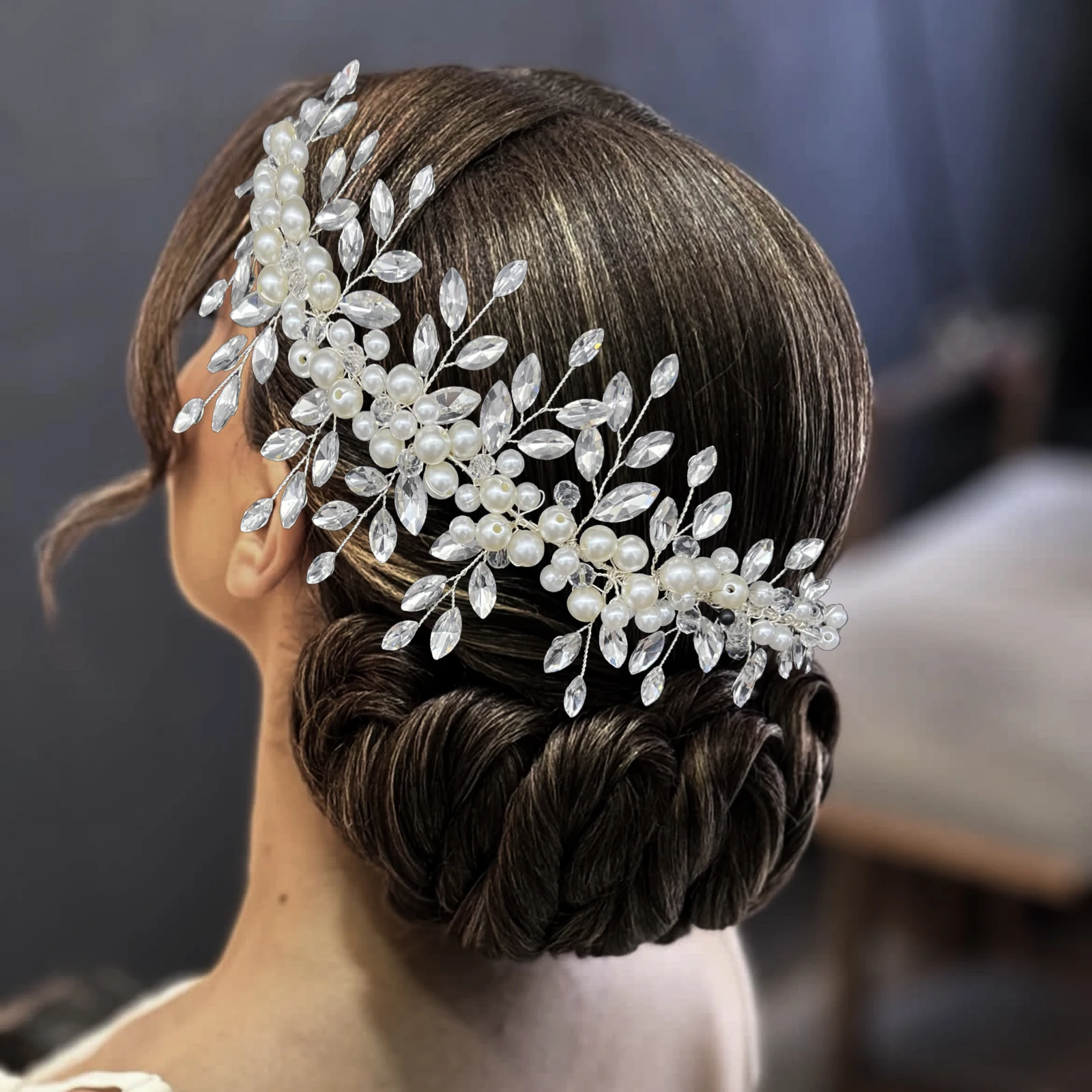 

DZ221 Silver Pearl Bridal Tiara Wedding Headpiece Elegant Bridesmaid Crown Women Jewelry Gift Pageant Headdress Hair Ornament