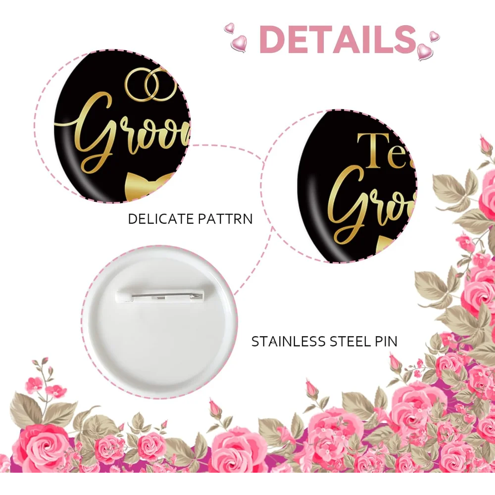 8 Stück Team-Bräutigam-Anstecknadeln, „Bride to Be“-Abzeichen, Hochzeits- und Junggesellenabschiedsdekorationen, Brautparty-Geschenke und Accessoires für den Bräutigam – Detail 2