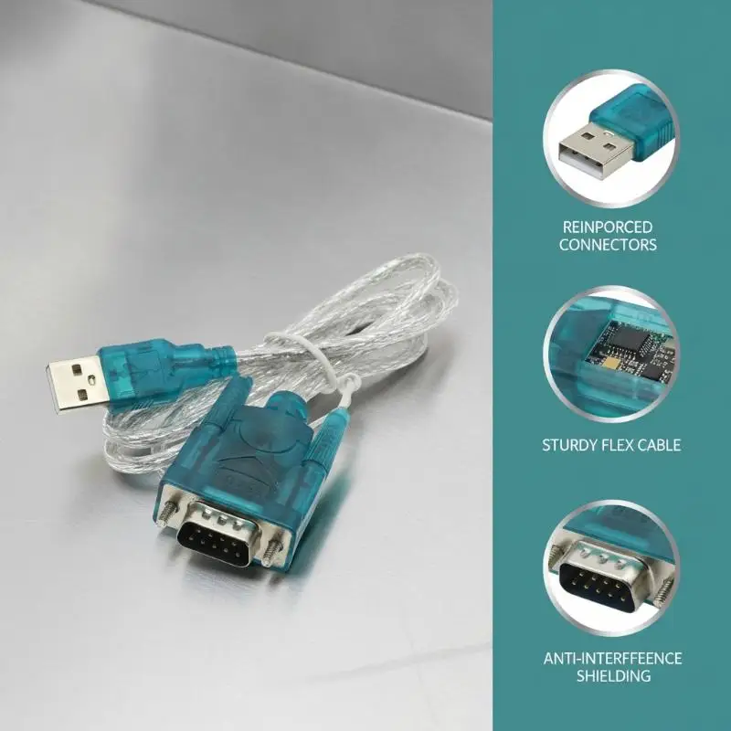 HL‑340 CH340 USB To RS232 DB9 9Pin Male Serial COM Port Converter Cable For PDA PLC Switch Debugging