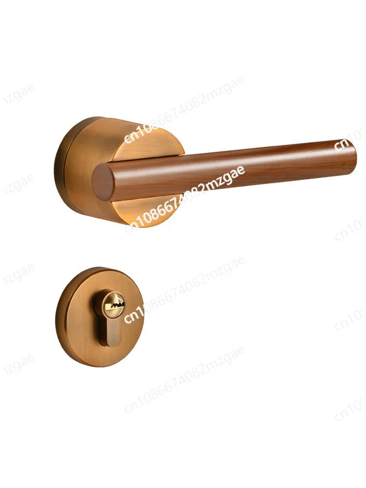 Door Lock Indoor Wooden Door Bedroom Split Silent Magnetic Lock Household Room Door Wood Grain Handle Set