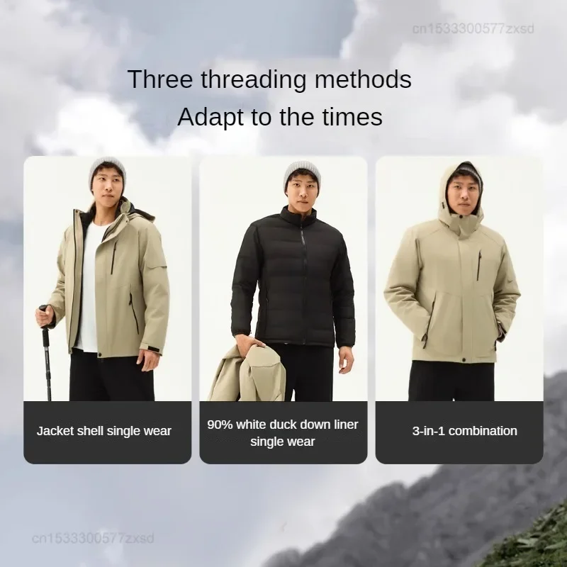 New Xiaomi SKAH 3 IN 1 Down Outdoor Jackets Men Winter Parka Windbreak Thick Warm Jackets Coats Male Hooded Anorak Jackets Men