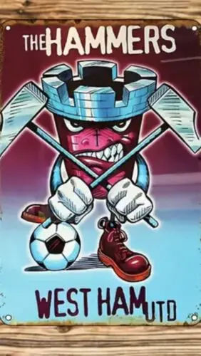WEST HAM UNITED THE HAMMERS PLAQUE DE SIGNAL DE METAL