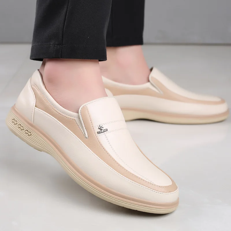 

Туфли мужские классические кожаные, Мокасины, без застежки, мягкая обувь на плоской подошве, брендовые деловые, обувь для вождения