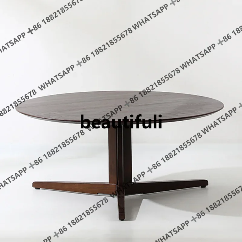 

R Simple living room sofa coffee table walnut modern simple wind small side table oak side table