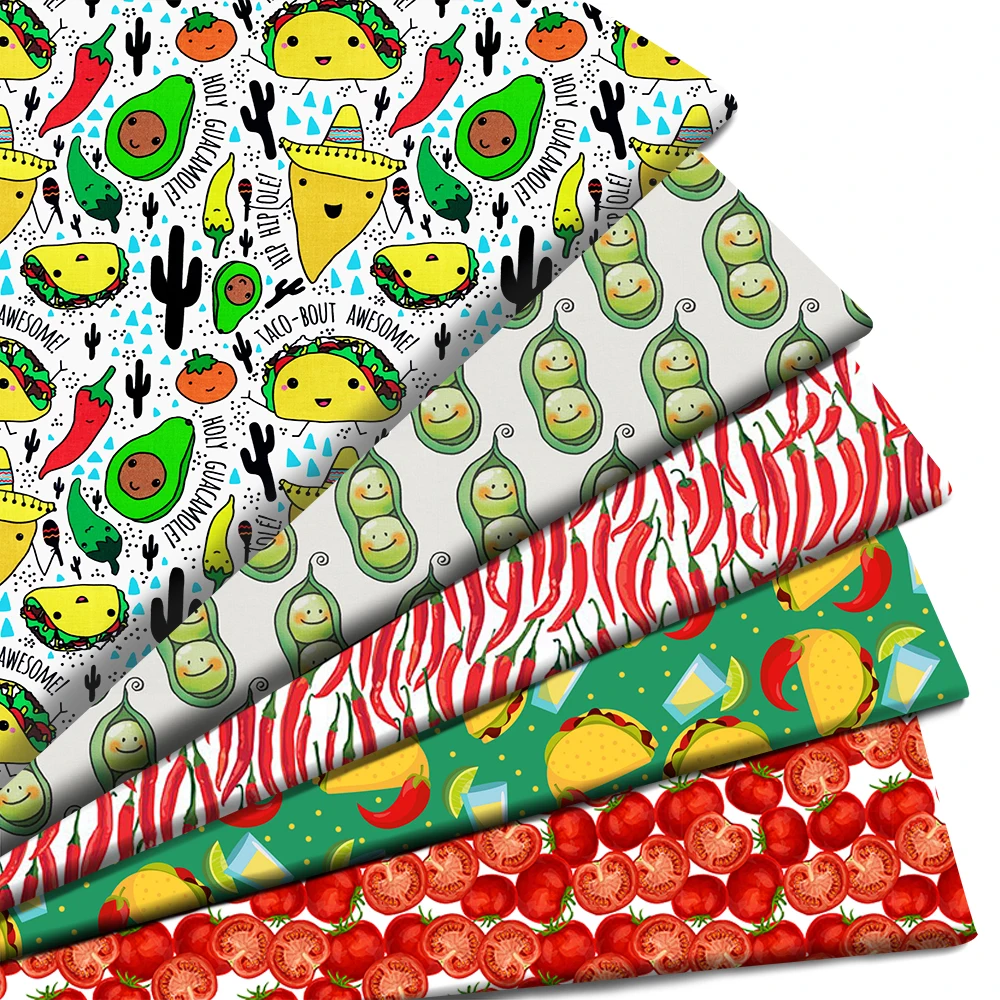 Vegetables Peas Chilli Printed Polyester Pure Cotton Material Patchwork Tissue Sewing Quilting Fabrics Needlework DIY