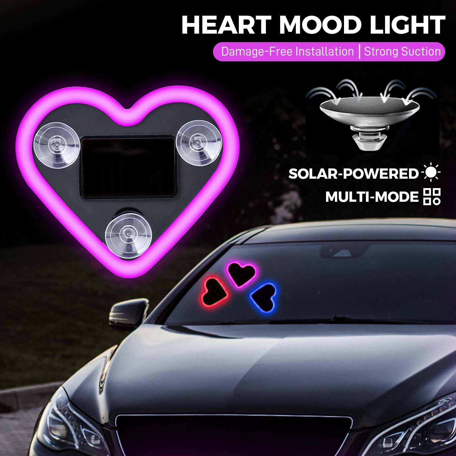 INEYES الشمسية مثلث نافذة على شكل قلب ضوء ينبعث منها على شكل قلب مصباح لتهيئة الجو الأسلاك الداخلية الحرة LED مصباح لتهيئة الجو