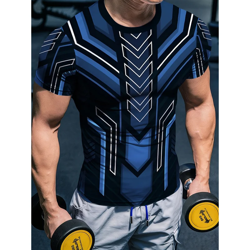 Mens Body Hugging Training Base Layer Compression Printed T Shirt Breathable Quick Drying Crew Neck Short Sleeve Fitness Casual