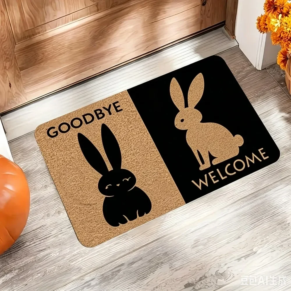Cartoon Cat Welcome Doormat Creative Saying Floor Rug Non Slip Bath Kitchen Carpet Housewarming Gift Home Decoration