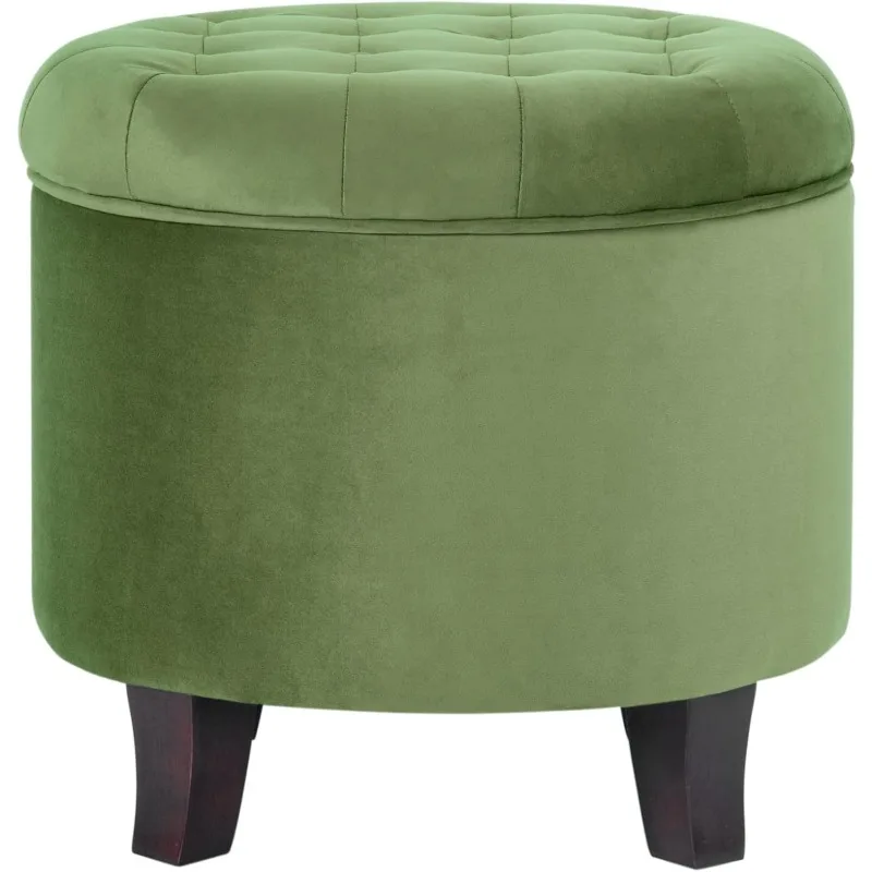 Home Decor | Upholstered Round Velvet Tufted Foot Rest Ottoman | Ottoman with Storage for Living Room & Bedroom