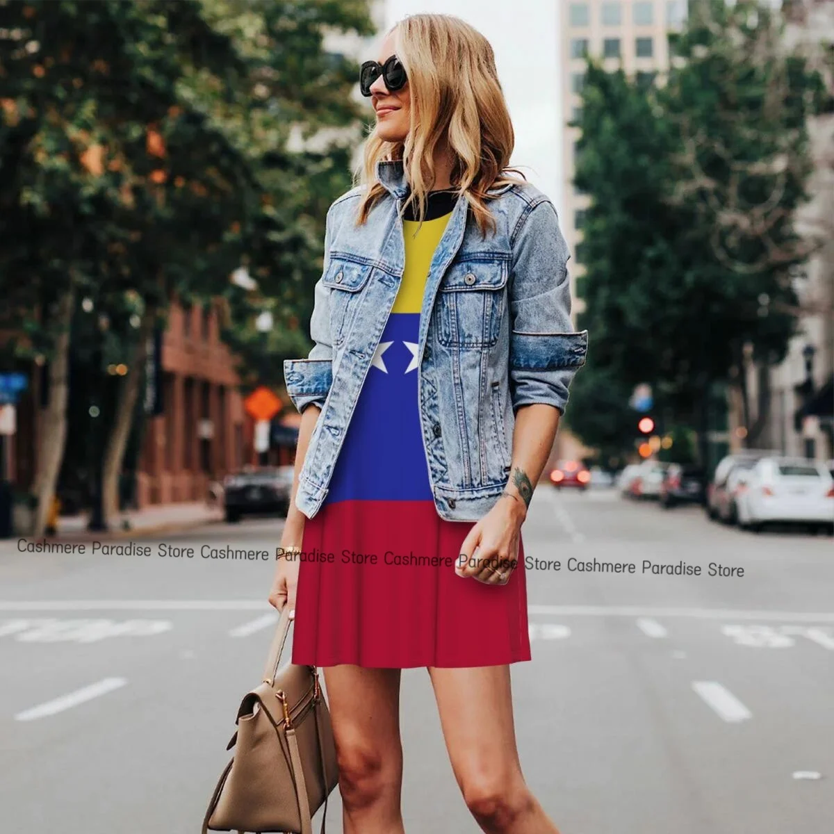 فستان نسائي علم فنزويلا صيفي كاجوال فساتين تي شيرت لتغطية الشاطئ فستان بدون أكمام #5