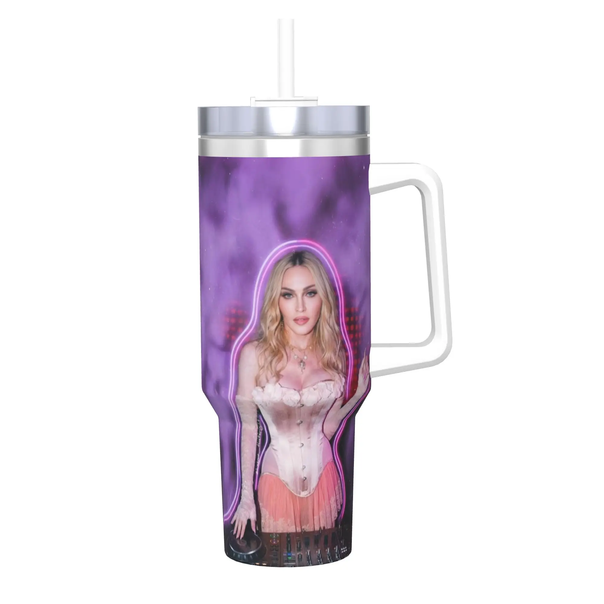 M-Madonnas Confessions II Tumbler With Straw  Stainless Steel Mug Cups Double Wall Vacuum Insulated for Cold Or Hot 40oz