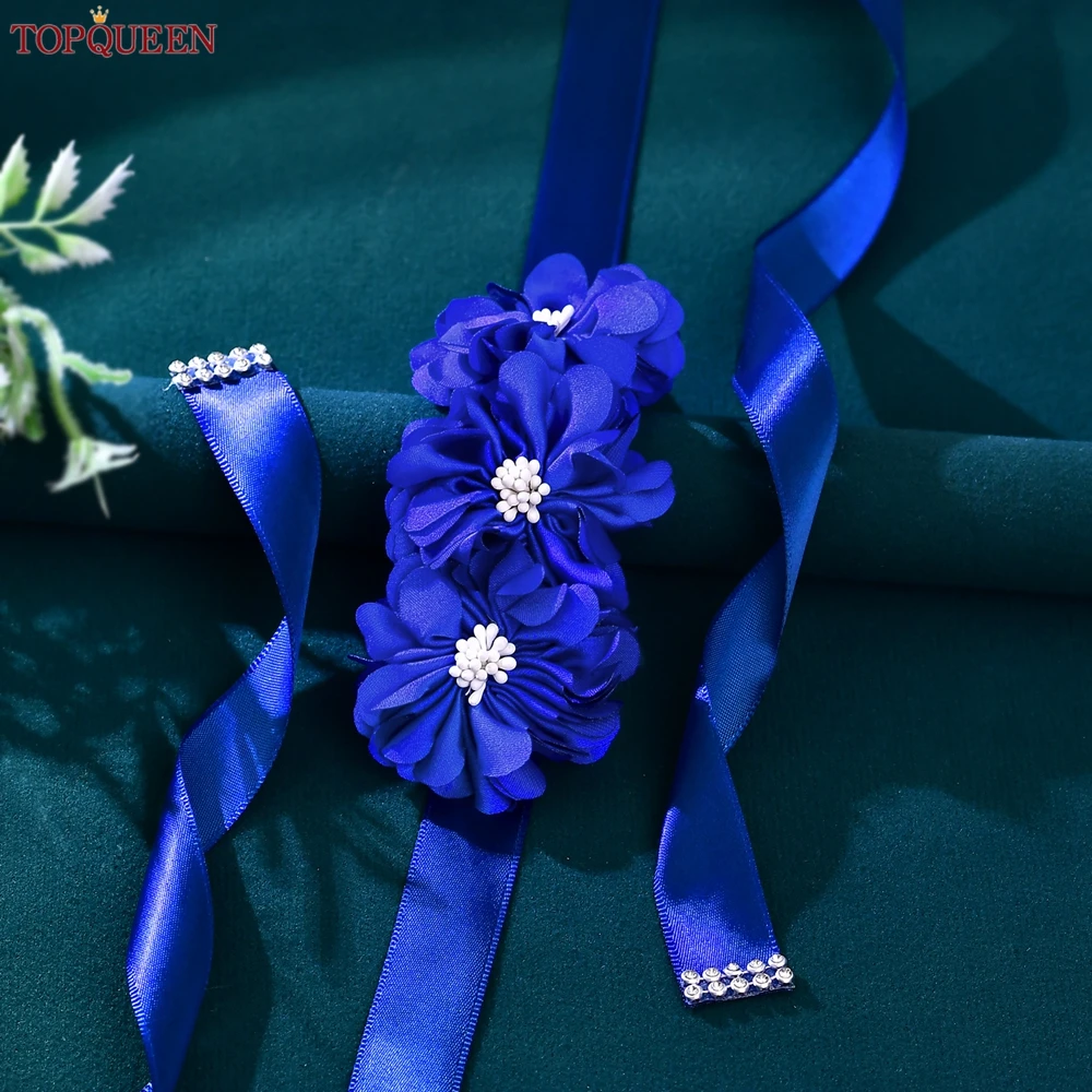 TOPQUEEN المرأة أنيقة زهرة وشاح الزفاف الشريط حزام الزفاف مساء فستان وصيفة الشرف وشاح S140