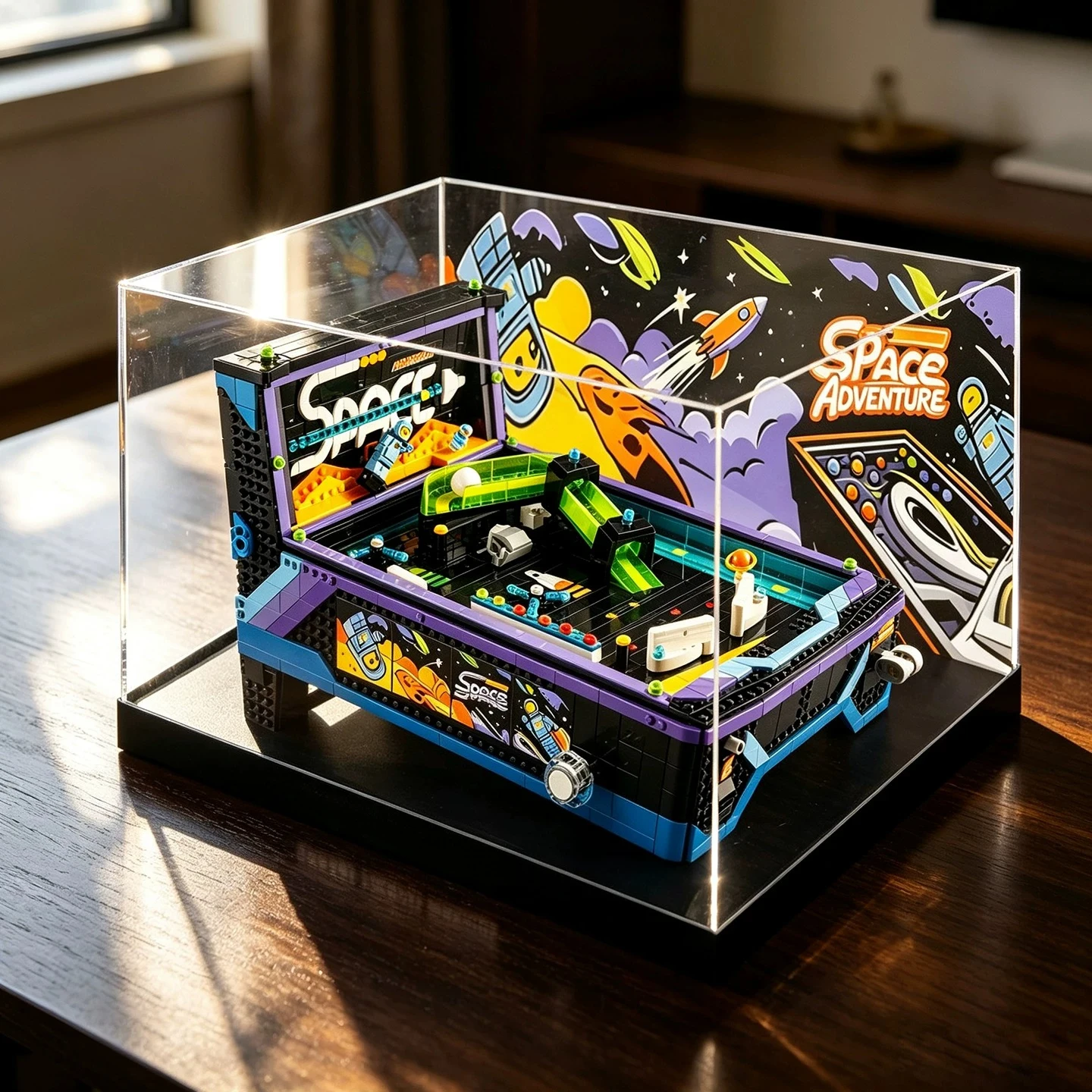 High-definition transparent acrylic display and storage case suitable for LEGO 11374 Arcade Pinball Machine