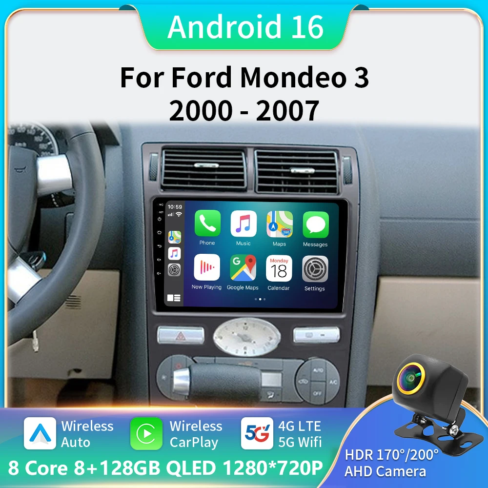 

2din Android16 Car Radio Multimedia Carplay Auto GPS Navigation For Ford Mondeo Mondeo 3 2000 2001 2002 2003 2004 2005 2006 2007